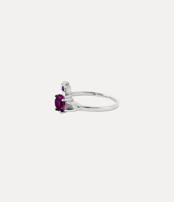 Vivienne Westwood Reina Petite Ring in PLATINUM/PURPLE CZ